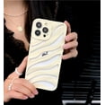 thumbnail image 4 of White Women Case for iPhone 14 Pro Max Cute Design with Hollow Water Ripple Pattern, Girly Case for iPhone 14 Pro Max Elegant Esthetic Curly Wave Cover, Lovely Phone Case for iPhone 14 Pro Max, 4 of 13