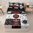 thumbnail image 2 of Homewish Baseball Patchwork Zipper Full Size Comforter Sets with Fitted Sheet and 2 Pillowcases, Red Buffalo Zipper Bedding Set for Men and Women, Black Reversible, 4-Piece, 2 of 6