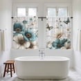 thumbnail image 4 of Teal Tulip Butterfly Kitchen Curtains 45 Inch Length, Beige Turquoise Floral Grey Wooden Tiers Curtains for Bathroom Bedroom Cafe, Light Filtering Small Window Treatment Drapes 2 Panels 42"Wx45"L, 4 of 8