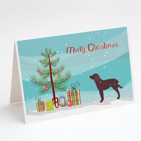 American Water Spaniel Merry Christmas Tree Greeting Cards and Envelopes Pack of 8