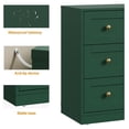 thumbnail image 6 of 3 Drawer Nightstand, Large Bedside Table with Golden Round Knobs, Modern Wood End Table, Accent Side Table Chest of Drawers for Bedroom, Living Room, Hallway, Closet, Green 1, 6 of 9