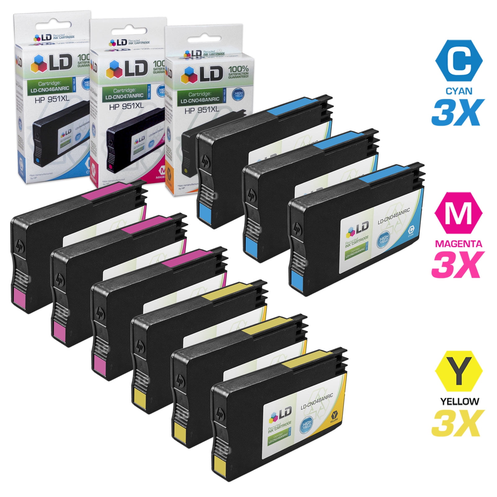 LD Products Remanufactured Replacement for 951 Set of 9 Ink Cartridges