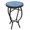 thumbnail image 1 of Outsunny Table de Patio Rond avec Plateau en Mosaïque, Cadre en Acier pour l'Extérieur, 1 of 9