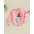 thumbnail image 3 of Suealasg Newborn Baby Girls Clothes Long Sleeve Letter Embroidery Romper Bodysuit Jumpsuits 3 6 12 18 Months Infant Girls SpringFall Playsuit, 3 of 7
