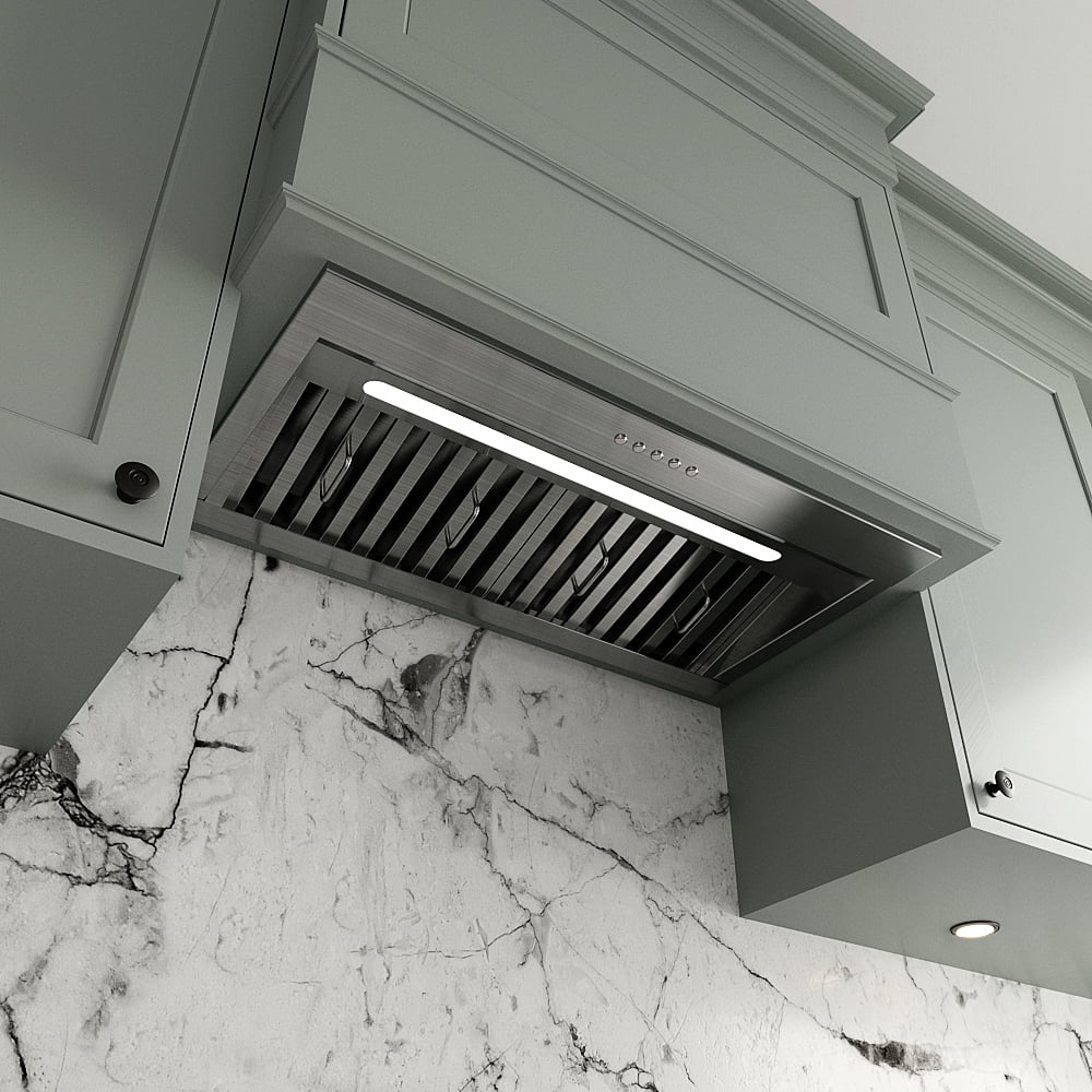 Streamline 28 in. Belsito Convertible Insert 350 CFM Range Hood in Brushed Stainless Steel with Baffle Filters, Electronic Button Control, LED Light