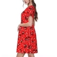 thumbnail image 2 of Easygdp Red Ladybugs On White Dotted para Vestido Transpirable de Mujer, Vestido Suelto de Manga Corta con Pliegues y Bolsillos para el Verano, 2 of 6