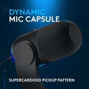Logitech Yeti GX Wired Supercardioid Dynamic Gaming Microphone with LIGHTSYNC RGB Lights, Black