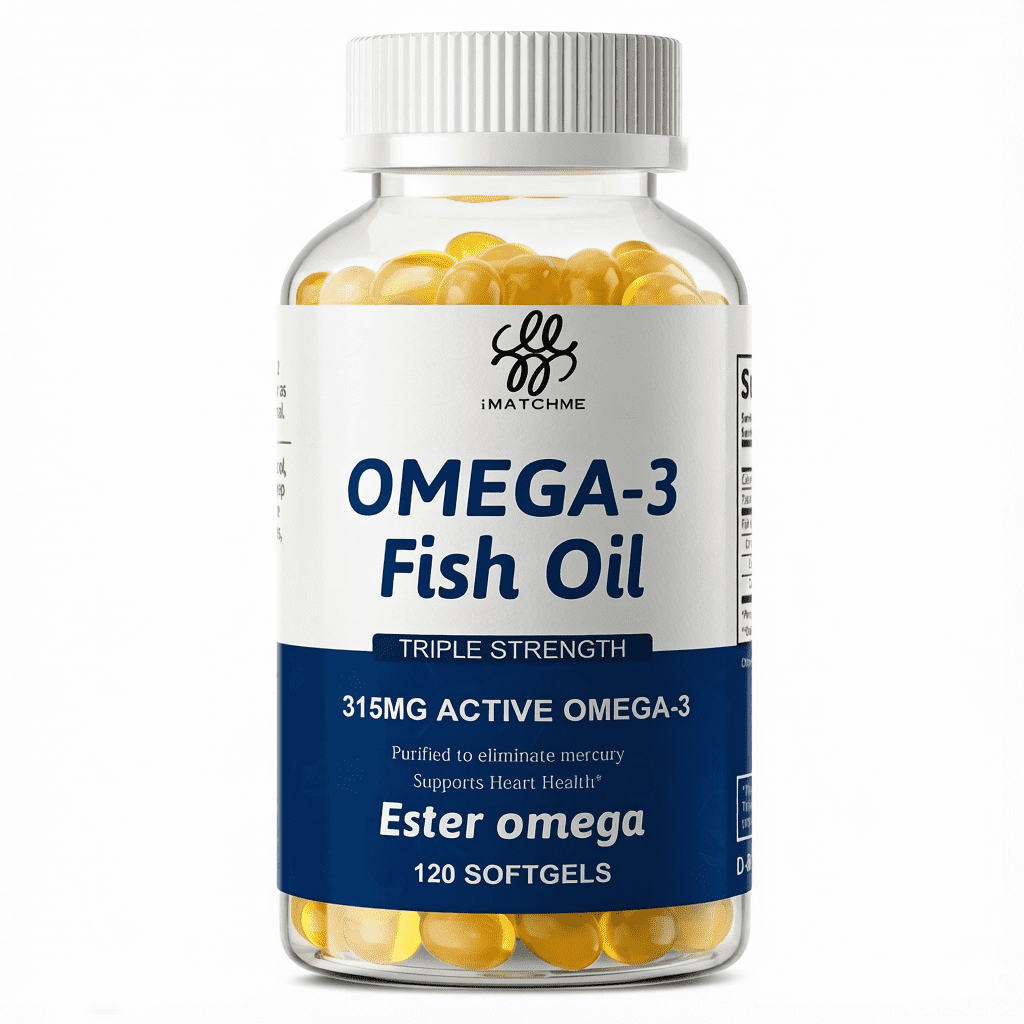 Omega-3 Fish Oil, with EPA & DHA Burpless Fish Oil Supplement, Supports Brain & Heart Health, 120 Ct