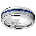 thumbnail image 3 of Metal Masters Mens 2.4Ct Eternity Titanium Wedding Band Engagement Ring Blue Simulated Sapphire Cubic Zirconia Princess Cz, 3 of 8