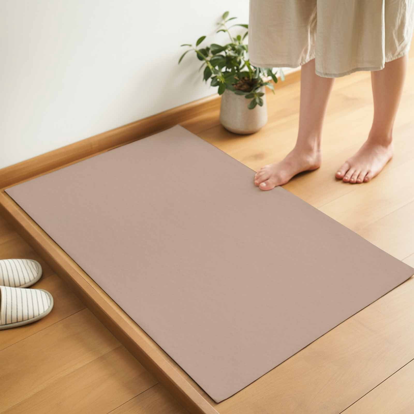 Brown Indoor Door Mat - 16"x24", Non-Slip Welcome Mat for Outdoor, Farmhouse Solid Brown Color Modern Art Front Doormat for Entry, Low-Profile Doormat Entrance Rug for Kitchen/Bathroom