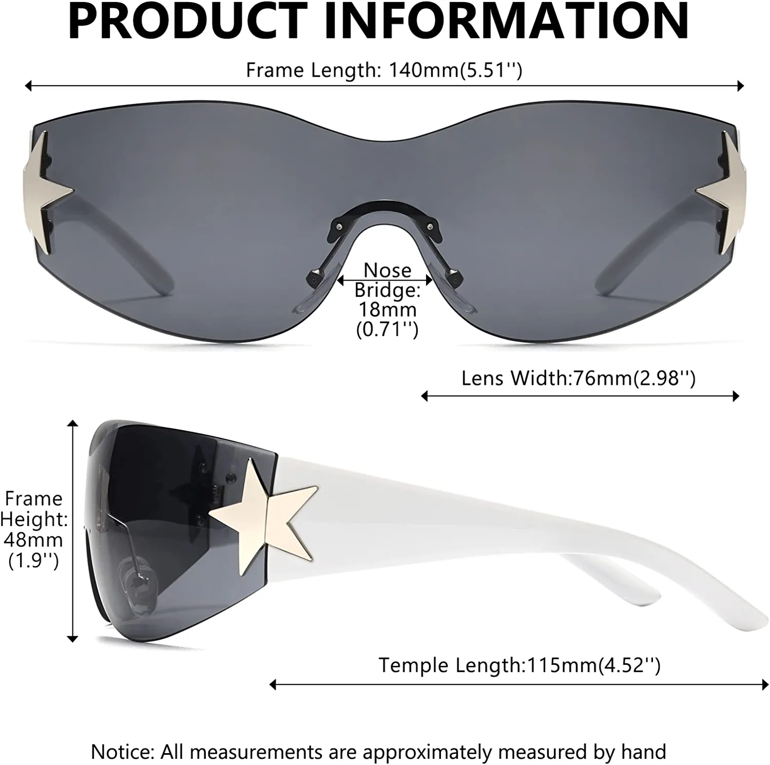  TYA Wrap Around Y2k Sunglasses For Women Men