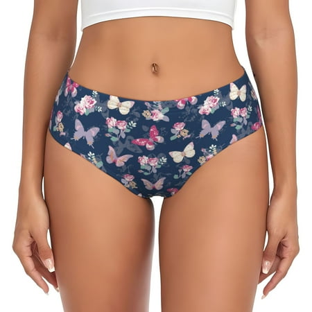Womens Underwear - flower butterfly_A No Show Seamless Underwear for Women  Soft Comfort Stretch Women s Panties  Hipster Ladies Panties Bikini Underwear Briefs