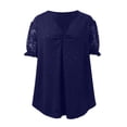 thumbnail image 5 of Elegant Glitter Lace Collar Short Sleeve T-Shirt Fashion Casual Blouse Top With Rhinestone Details Oversized T-shirts Short Sleeve Crewneck Casual Tops, 5 of 5