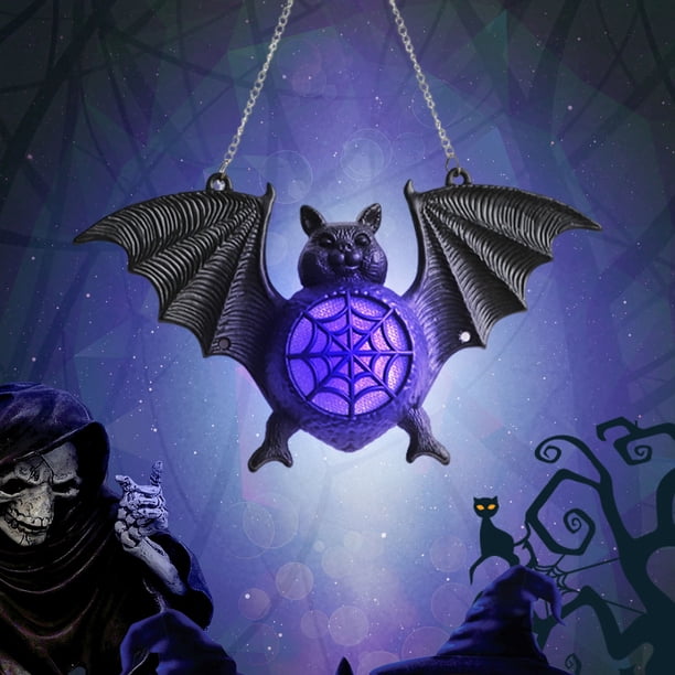 Xihbxyly Luces de Murciélagos de Halloween, Murciélagos Luminosos con Degradado de Colores, Decoración Colgante Resistente a La Intemperie, Accesorio Llamativo para Fiestas, Decoración Nocturna Espel