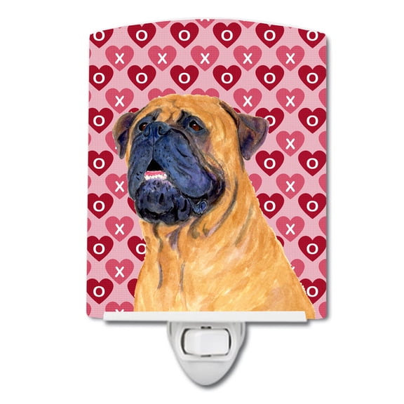 Caroline's Treasures SS4520CNL Mastiff Hearts Love and Valentine's Day Portrait Ceramic Night Light, 6x4x3", multicolor