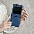 thumbnail image 2 of Designed for Samsung Galaxy Z Flip 6 Case Magnetic with Hinge Protection [Support Wireless Charging] PU Leather Hard Bumper Shockproof Protective Cover Case for Samsung Galaxy Z Flip 6 Women Men, Blue, 2 of 13
