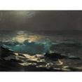 thumbnail image 2 of Winslow Homer 24x19 Black Ornate Framed Double Matted Museum Art Print Titled: Moonlight, Wood Island Light (1894), 2 of 5