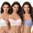 thumbnail image 6 of Curve Muse Women's Plus Size Maternity Nursing Cotton Wirefree Bra- 3 Pack-CREAM,LT PINK,LAVENDER-42DD, 6 of 7