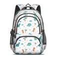 thumbnail image 2 of White Cartoon Dinosaurs Palm Trees Pattern Cute School Backpack Bag with Padded Back and Adjustable Shoulder Straps 16.9 X 12.6 X 5.9 Inches, 2 of 5