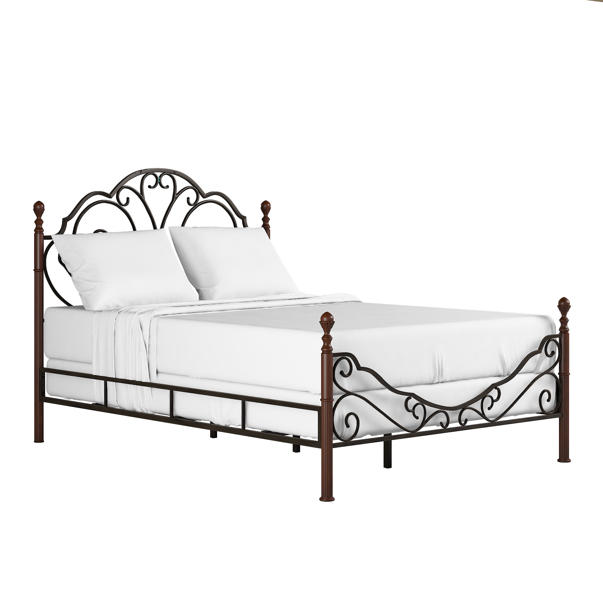 Weston Home Adison Graceful Scroll Bronze Iron Bed Queen