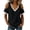Black, variant on Women's Cold Shoulder Tops Lightweight Soft Lace Trim V Neck Short Sleeve Blouses Relaxed Fit Dressy Casual Solid Color T-Shirts XXL