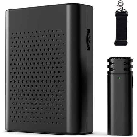 Wireless Voice Amplifier with Wireless Lavalier Lapel Microphone, PA System, Portable Speaker and Cordless Omnidirectional Condenser Recording Mic for Teacher, Streaming,Classroom,Speech, Meeting.