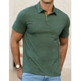 thumbnail image 2 of QDG Mens Polo Short Sleeve Shirt Casual Button Polo T Shirt with Pocket Designed Collared Golf Shirt Green L, 2 of 9