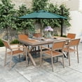 thumbnail image 2 of 7 Piece Extendable Patio Dining Sets, All-Weather Outdoor Dining Sets with 83-inch Expandable Wood Dining Table and 6 Armchairs for Porch, Backyard, Camel, 2 of 9