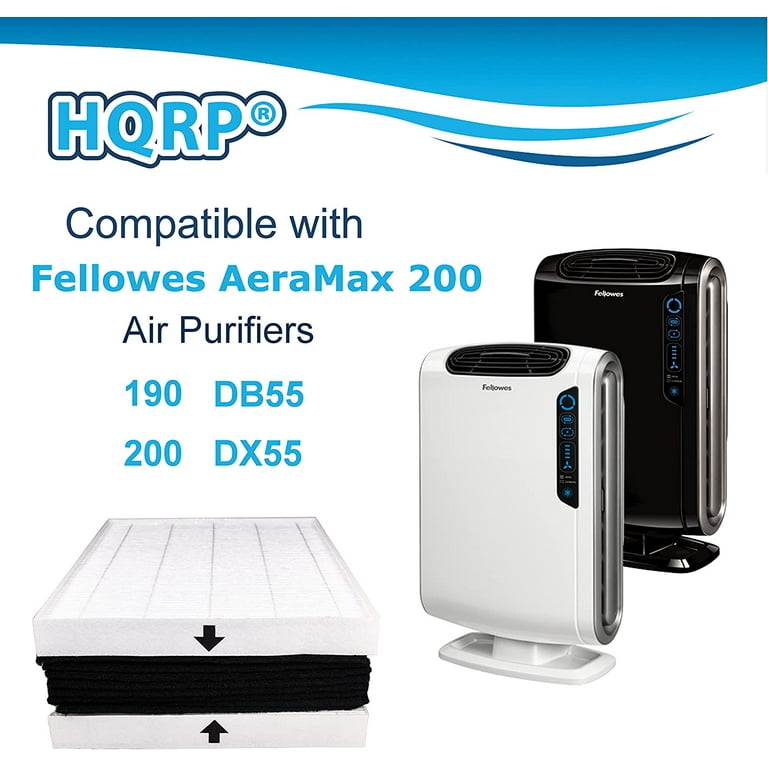 HQRP Filter Kit compatible with Fellowes AeraMax 200 Air Purifier Models 190 200 DB55 DX55 part 9287101 Replacement 2 HEPA 4 Carbon
