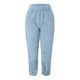 thumbnail image 6 of Feancey Womens Fuzzy Leggings Winter Warm Fleece Pajama Bottoms Cozy Soft Fluffy Lounge Pants Solid Color Casual Plush Pj Leggings Christmas Gifts Sky Blue XXL, 6 of 8