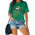thumbnail image 4 of LAZYCHILD St. Patrick's Day Shirts for Women Funny Lips Tongue Shamrock TShirt St. Paddys Day Green Clover Short Sleeve Tops, 4 of 5