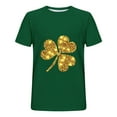 thumbnail image 3 of Blusas y camisas de manga corta con cuello redondo para hombre. Blusa de poliéster con hombros caídos y cuello redondo con estampado del Día de San Patricio., 3 of 3
