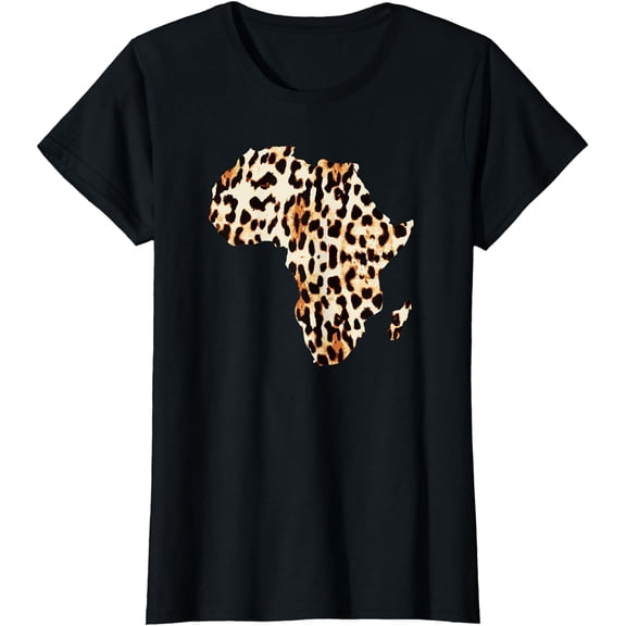Cool Cheetah Leopard Print Africa Map T-Shirt