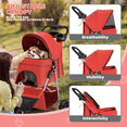 thumbnail image 4 of Magshion 3-Wheel Pet Stroller, Foldable Jogger for Small/Medium Dogs & Cats (33lb Max), Lightweight w/Breathable Mesh, Cup Holder & Basket, Red, 4 of 13