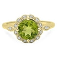 thumbnail image 3 of Dazzlingrock Collection 18K Round Peridot & White Diamond Ladies Bridal Halo Vintage Engagement Ring, Yellow Gold, Size 6, 3 of 4