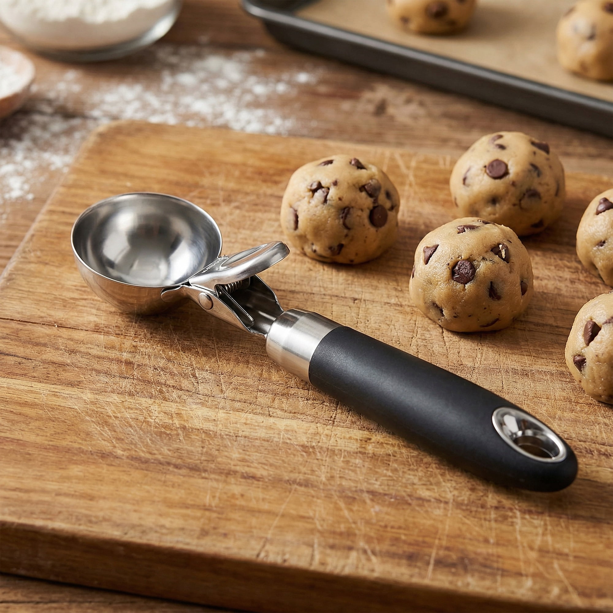 Unique Bargains Stainless Steel Ice Cream Scoop for Release Black 7.7in