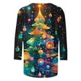 thumbnail image 4 of Rvkxad Christmas Tops for Women 3/4 Length Sleeve Xmas Tree Printed Tunic Tops Holiday Casual Tshirts Crew Neck Graphic Cute Blouses T-Shirts Navy 5XL, 4 of 5