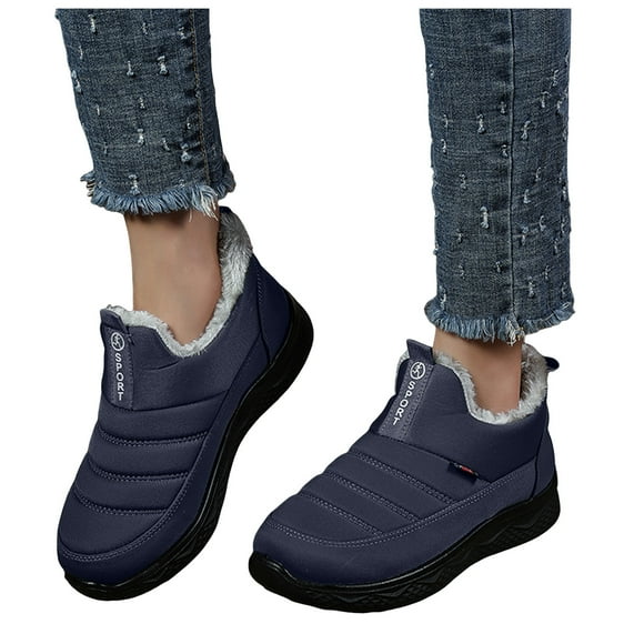 Platform Orthopedic Snow Boots for Women with Arch Support Lightweight Plush Lined Winter Warm Slip on Ankle Booties