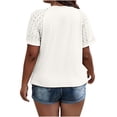 thumbnail image 6 of lcziwo Women Pleated Top Plus Size Top Loose Crew Neck Blouse Dressy Casual Basic Summer Tunic T-Shirts 2026 White,XXXXL, 6 of 7