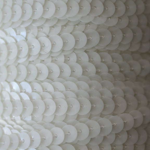 White Sequin Trim 6mm Center Stitched Porcelain Semi Opaque Translucent Made in USA