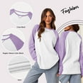thumbnail image 5 of TEMOFON Womens Long Sleeve Shirts Casual Sweatshirts Fall Color Block Long Sleeve Cute Tops Crewneck Waffle Raglan Sweatshirt M, 5 of 6