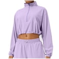 thumbnail image 2 of Maqroz Womens Half Zip UPF 50+ UV Sun Protection Shirts Long Sleeve Rash Guard Pullover Cropped Tops High Collar Outdoor Quick Dry Fishing Hiking Workout Yoga Shirts Clothes Purple M, 2 of 9