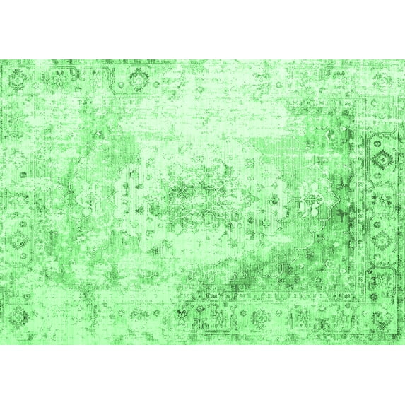 Ahgly Company Indoor Rectangle Abstract Emerald Green Contemporary Area Rugs, 2' x 4'