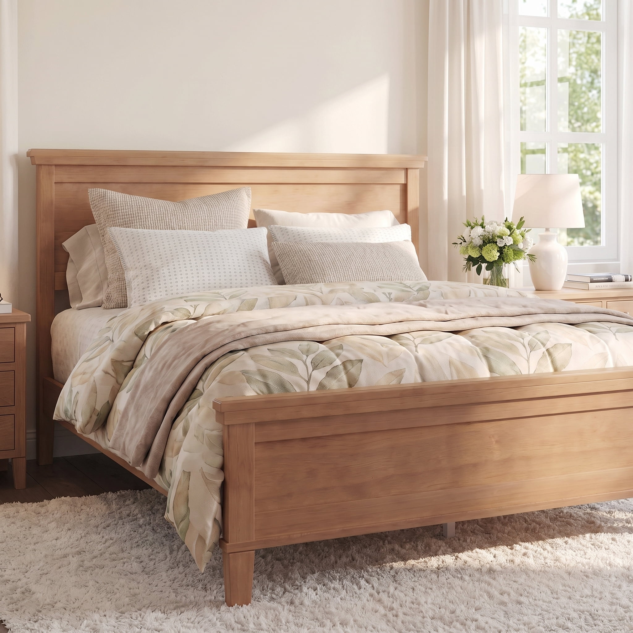 Euroco Wooden Full Size Mid-Century Platform Bed, Seadrift