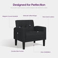 thumbnail image 5 of LAZZO Tufted Accent Chair, Mid Century Modern Upholstered Arm Chair for Living Room, Black, 5 of 7