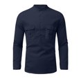 thumbnail image 5 of Kizanda Men Half Button Work Shirt with Chest Pockets Pullover Lightweight Stand Collar Work Comfy Office Shirt Long Sleeve Fall Winter Business Casual Top for Men L, 5 of 9