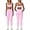 Pink, variant on PISONIC Womens Workout Set Two Piece Spaghetti Straps Color Block Sports Bra Matching High Waist Leggings Gym Work Out Outfits
