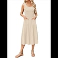 thumbnail image 1 of Vestido de Verano para Mujer, Sin Mangas, Floral, con Cuello Redondo, Cintura Alta, Corte A, Midi y Bolsillos Albaricoque XXL, 1 of 10