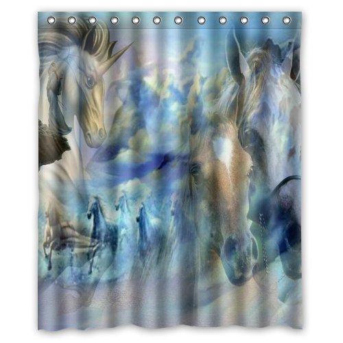 HelloDecor Horse Shower Curtain Polyester Fabric Bathroom Decorative