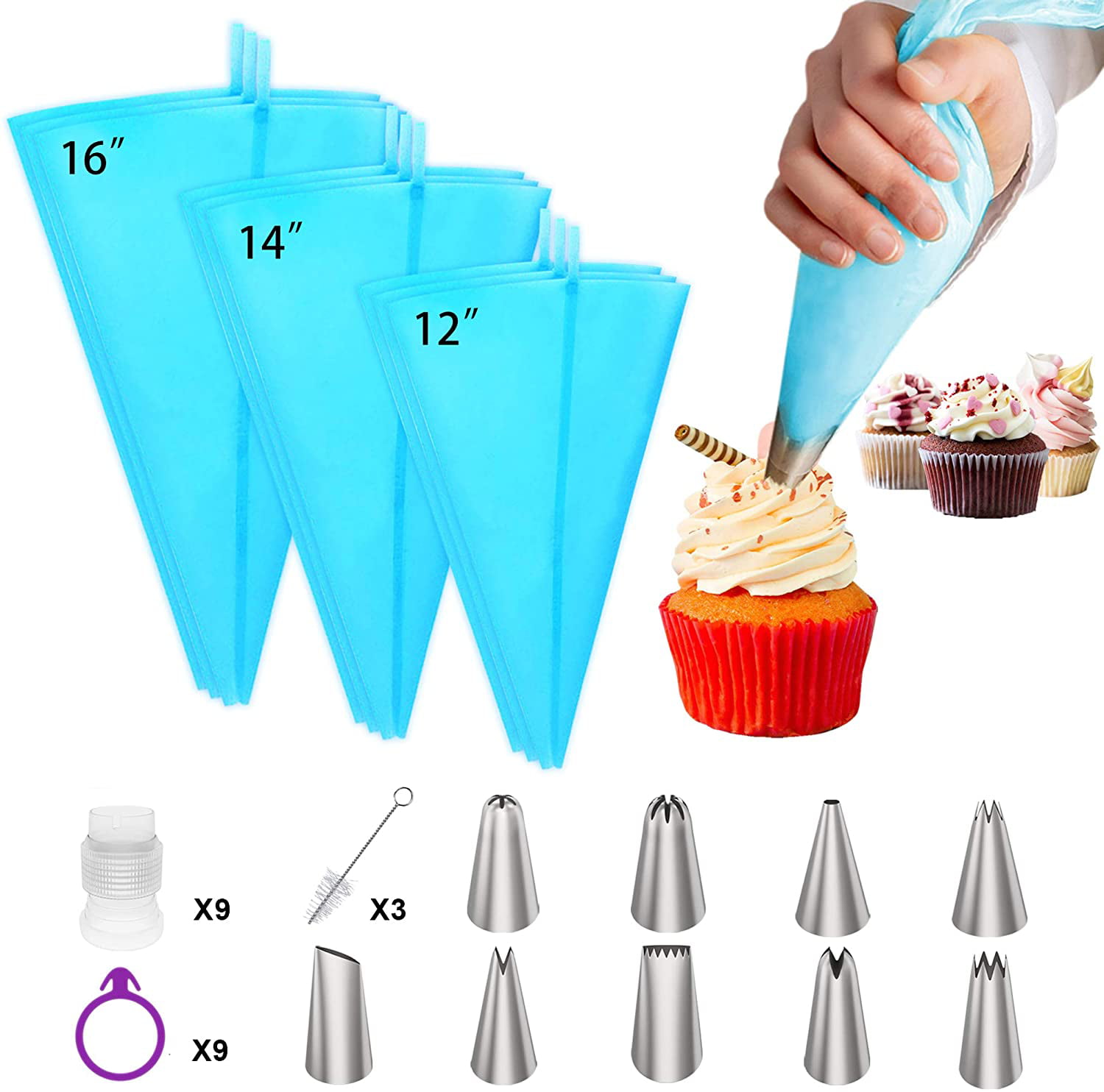 3PCS Durable Cake Decorating Bag Clips Frosting Piping Bags Reusable Piping Bag 